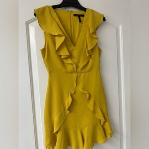 BCBGMaxAzria Yellow Ruffled Sheath Mini Dress